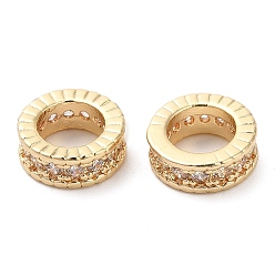 Настоящее золото 14K Стойки обшивки латунь микро проложить кубического циркония бусы, долговечный, без свинца и без кадмия, колонка, реальный 14 k позолоченный, 8x3 мм, отверстие : 5 мм