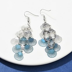 Светло-Голубой 430 серьги-подвески в форме ракушки из нержавеющей стали, с железными крюками серьги, платина, Небесно-голубой, 75 мм