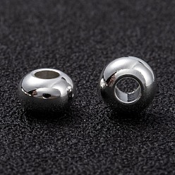 Посеребрённый Spacer бисер латунные, долговечный, плоско-круглые, 925 серебро покрытием, 6x3.5 мм, отверстие : 2 мм