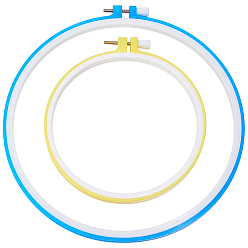 Mixed Color 2Pcs 2 Colors Embroidery Hoops, ABS Plastic Cross Stitch Hoop Ring, for Embroidery and Cross Stitch, Mixed Color, 174~240x160~246x9.5~11mm, Inner Diameter: 144~216mm, 1pc/color