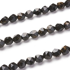 Черный Синтетические бирюзовые бусины с золотой линией, звезды вырезать круглые бусы, граненые, окрашенные, чёрные, 5.5~6 мм, отверстие : 1 мм, около 62 шт / нитка, 15.16 дюйм (38.5 см)