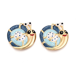 Стально-синий 304 подвески из нержавеющей стали и эмали, улитка прелести, золотые, стальной синий, 42.5x42.5x4.5 мм, отверстие : 2x2.5 мм