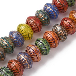 (52) Непрозрачная лаванда Окрашенные стеклянные бусины , золотой металл обвитыми, диск, разноцветные, 10.5x6.5 мм, отверстие : 1.5 мм, около 50 шт / нитка, 12.68'' (32.2 см)