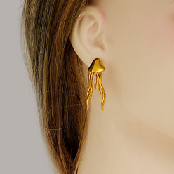 Золотой 304 серьги-гвоздики в форме медузы из нержавеющей стали, золотые, 37x14 мм