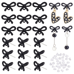 Bowknot 20 шт. Детали серьги-гвоздики из сплава, с 925 иглами из стерлингового серебра, платина, с ушными гайками 40 шт., бантом, 10.5x16.5 мм, отверстие : 1.8 мм, штифты : 0.7 мм