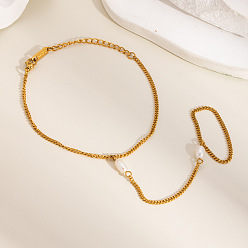 Настоящее золото 18K 304 Браслеты-кольца из нержавеющей стали с панцирным плетением для женщин, с пластиковой жемчужины, реальный 18 k позолоченный, 3 дюйм (7.5 см) в длину, внутренний диаметр: 6-1/2 дюйм (16.5 см), Кольцо: 80 mm внутреннего диаметра