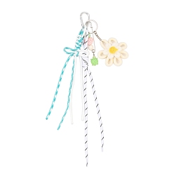 Бежевый Подвесные украшения ручной работы из плетеных и полиэстеровых шнуров, смолы и акриловых бусин, с алюминиевыми карабинами для скалолазания, бежевые, 325 мм