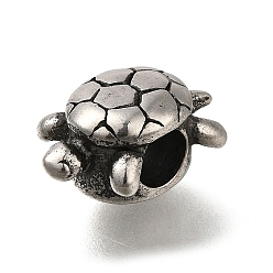 Античное Серебро 304 из нержавеющей стали европейские шарики, бусины с большим отверстием, черепаха, античное серебро, 11x17x9 мм, отверстие : 4.8 мм