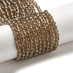 Темно-Золотистый Прозрачные стеклянные бусины, граненый (32 граней), круглые, темные золотарник, 4 мм, отверстие : 0.7 мм, около 87~93 шт / нитка, 32~33 см
