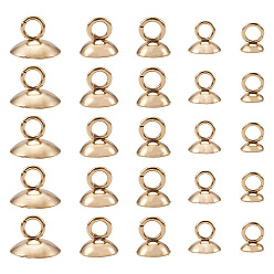 Золотой 75 шт. 5 стили 304 нержавеющая сталь бусины колпачки подвески, для изготовления стеклянного кулона, полукруглый, золотые, 15 шт / стиль