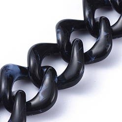 Schwarz Handgefertigte Acryl-Bordsteinketten, verdrillten Kette, Nachahmung Edelstein-Stil, für Schmuck machen, Schwarz, Link: 23.5x23.5x4 mm, 39.37 Zoll (1 m)/Strang