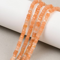 Красный Авантюрин Натуральный красный авантюрин бисер нитей, граненые, шестиугольник, 4x4x2~2.5 мм, отверстие : 0.9 мм, около 156 шт / нитка, 15.24'' (38.7 см)