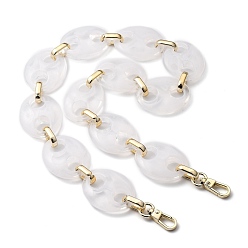 Golden Bag Handles, with CCB Plastic Linking Rings, Clear Acrylic Links Connectors and Alloy Swivel Clasps, for Bag Straps Replacement Accessories, Golden, 24.8 inch(63cm)