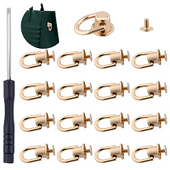 Золотой 40шт. сплавные застежки для подвески, заклепки кольцевые ввинчивающиеся, с 1 отверткой из железа и пластика, чехол для телефона своими руками, кожаное ремесло, сумочка, аксессуары для кошельков, золотые, застежка: 1.9x1.5x0.9 см, Внутренний диаметр: 0.9x0.95 cm