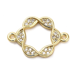 Настоящее золото 18K Подвески-подвески с полым цветком из латуни с микропаве и прозрачным кубическим цирконием, стойки покрытие, долговечный, без свинца и без кадмия, реальный 18 k позолоченный, 13x19x2 мм, отверстие : 1 мм