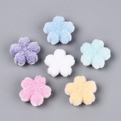 (52) Непрозрачная лаванда Флокированные непрозрачные акриловые бусины-цветы, разноцветные, 23x24x10 мм, отверстие : 3 мм