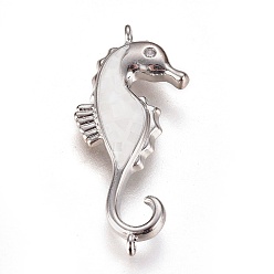 Платина Латунные микро проложить кубических ссылки циркония, с оболочкой, морской конек, платина, 26x11x3 мм, отверстие : 1 мм