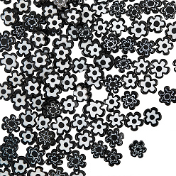 Черный 4 нити ручной работы миллефиори стеклянные бусины нити, цветок, чёрные, 6.4~9x3.2 мм, отверстие : 1 мм, около 56 шт / нитка, 15.75'' (40 см)