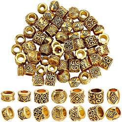 Античное Золото 70шт 7 стили сплав европейские бусины, бусины с большим отверстием, разнообразные, античное золото , 8~10x5~8 мм, отверстие : 5~6.5 мм, 10 шт / стиль
