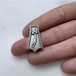 Античное Серебро Сплавочные овальные бусины тибетского стиля , кисточка вилка линкер, античное серебро, 24x14 мм, отверстие : 2 мм, Около 102 шт / 500 г