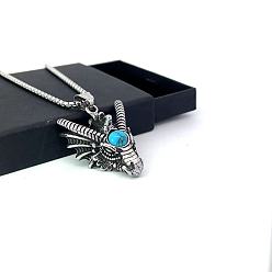 Нержавеющая Сталь Цвет Подвеска в виде головы дракона из бирюзы, винтажная, стальная, для мужчин, от Amie Lunbi.