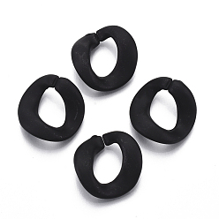 Black Spray Painted CCB Plastic Linking Rings, Quick Link Connectors, For Jewelry Curb Chains Making, Oval Twist, Black, 23x22.5x9mm, Inner Diameter: 10x13mm