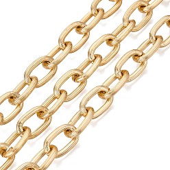 Golden Aluminium Cable Chains, Unwelded, with Spool, Golden, 15x9.5x2.5mm, about 32.81 Feet(10m)/Roll