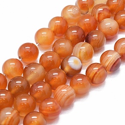 Оранжево-Красный Природный агат бисер нитей, окрашенная и подогревом, круглые, оранжево-красный, 14 мм, отверстие : 2~2.5 мм, около 29~30 шт / нитка, 15.1 дюйм ~ 15.5 дюйм (38.5~39.5 см)