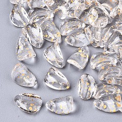 Прозрачный Прозрачные брызги окрашенные стеклянные подвески, золотой фольгой, Petaline, прозрачные, 12x8x4.5 мм, отверстие : 1 мм