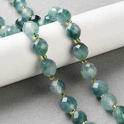 Кадет Синий Окрашенные природные белый нефрит бисер пряди, граненые, овальные, с бисером, кадетский синий, 10~10.5x9 мм, отверстие : 1.2 мм, около 31~32 шт / нитка, 15.31~15.75'' (38.9~40 см)