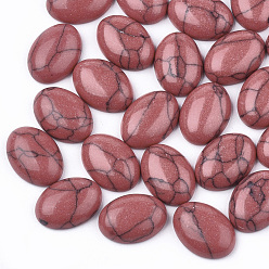 Красный Синтетических бирюзовый кабошон, окрашенные, овальные, красные, 8x6x3 мм