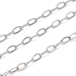 Нержавеющая Сталь Цвет 304 кабельные цепи из нержавеющей стали, пайки, с катушкой, цвет нержавеющей стали, Коннекторы : 3.5x2x0.4 мм, около 65.62 футов (20 м) / рулон