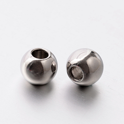 Нержавеющая Сталь Цвет Круглые 304 из нержавеющей стали бусины, цвет нержавеющей стали, 8x6.5 мм, отверстие : 3.5 мм