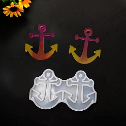 Anchor & Helm Силиконовые формы для подвесок своими руками на морскую тематику, формы для литья смолы, инструменты для производства глиняных ремесел, якорь и штурвал, 48x81x5 мм, отверстие : 4 мм, внутренний диаметр: 46x39 мм