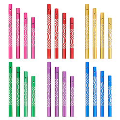Mixed Color 12 Sets 6 Colors Aluminium Round Tube Big Pendants, Wind Chime Making Supplies, Column, Mixed Color, 89~120x8mm, Hole: 2.5mm, 4pcs/set
