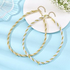Mixed Color 2Pcs 2 Colors Twisted Polyester Cord Necklace Making, with Brass Tube Bails, Golden, Mixed Color, 16.02 inch(40.7cm), 1pc/color