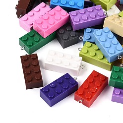 (52) Непрозрачная лаванда Кулоны из непрозрачного пластика, прямоугольные строительные блоки-подвески, с железной платиной петлей, разноцветные, 36~36.5x16x11.5 мм, отверстие : 2 мм