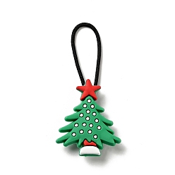 Mittleres Seegrün Weihnachts-PVC-Plastik-Anhänger decotations, mit Nylonschnur und Kunststoffbeschlägen, Baum, mittleres Seegrün, 61 mm