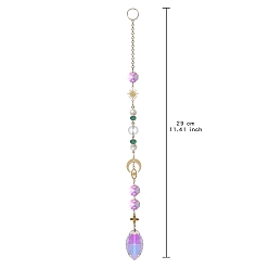 Прозрачный АВ Металлические подвесные украшения «Луна и солнце», Стеклянные подвески в виде конского глаза, ловцы солнца для садовых уличных украшений, ясно AB, 290 мм