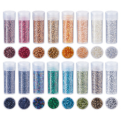 Gemischte Farbe 80g 16 Farben Glaszylinderperlen, Perlen, Mischarten, Rundloch, Gemischte Farbe, 1.5~2x1~2 mm, Bohrung: 0.8 mm, 5 g / Farbe