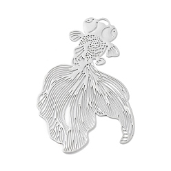 Платина Долговечные филигранные подвески из латуни с покрытием, прелести золотых рыбок, без кадмия, без никеля и без свинца, платина, 48x29x0.3 мм, отверстие : 1.3x2.5 мм