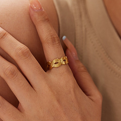 Настоящее золото 18K Модные 304 полые двухслойные витые манжеты из нержавеющей стали, реальный 18 k позолоченный