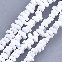Белый Окрашенного распылением немагнитных синтетических нитей гематита бусы, чипсы, белые, 5~9x5~6x3~4 мм, отверстие : 0.8 мм, около 106~112 шт / нитка, 15.3 дюйм