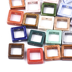 (52) Непрозрачная лаванда Фарфоровые бусины ручной работы, яркие глазированный фарфор, квадратный, разноцветные, 15.5~16x15.5x5.5 мм, отверстие : 2 мм