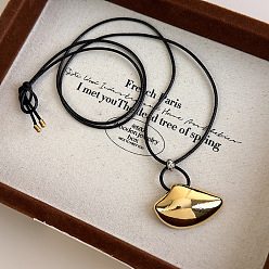 Золотистый Кулон в виде облака из медного сплава с покрытием, регулируемый, из черного вощеного шнура, для женщин и мужчин., золотые, 35.43 дюйм (90 см)