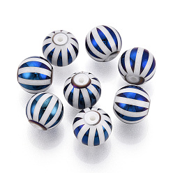 со Синим Покрытием Гальванические стеклянные бусины, Полоса круглая, с покрытием синим, 10x9.5~10 мм, отверстия: 1.2 mm, 200 шт / пакет