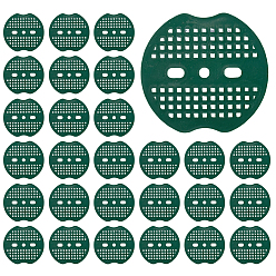 Зеленый Пластиковые скобы прокладки, садовые инструменты, плоско-круглые, зелёные, 67x63x2 мм, Отверстие : 5.5 мм & 9x5 мм