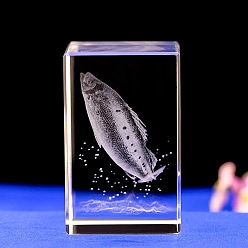 Fish 3d внутренние резные стеклянные украшения в виде морских животных, для украшения рабочего стола домашнего офиса, кубоид, рыба, 30x30x45 мм