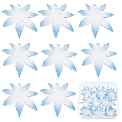 Royal Blue Transparent Printed Acrylic Pendants, Maple Leaf, Royal Blue, 22x22x1mm, Hole: 1mm