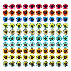 Mixed Color Luminous Eye Printed Glass Cabochons, Half Round/Dome, Mixed Color, 12x4mm, 100pcs/bag